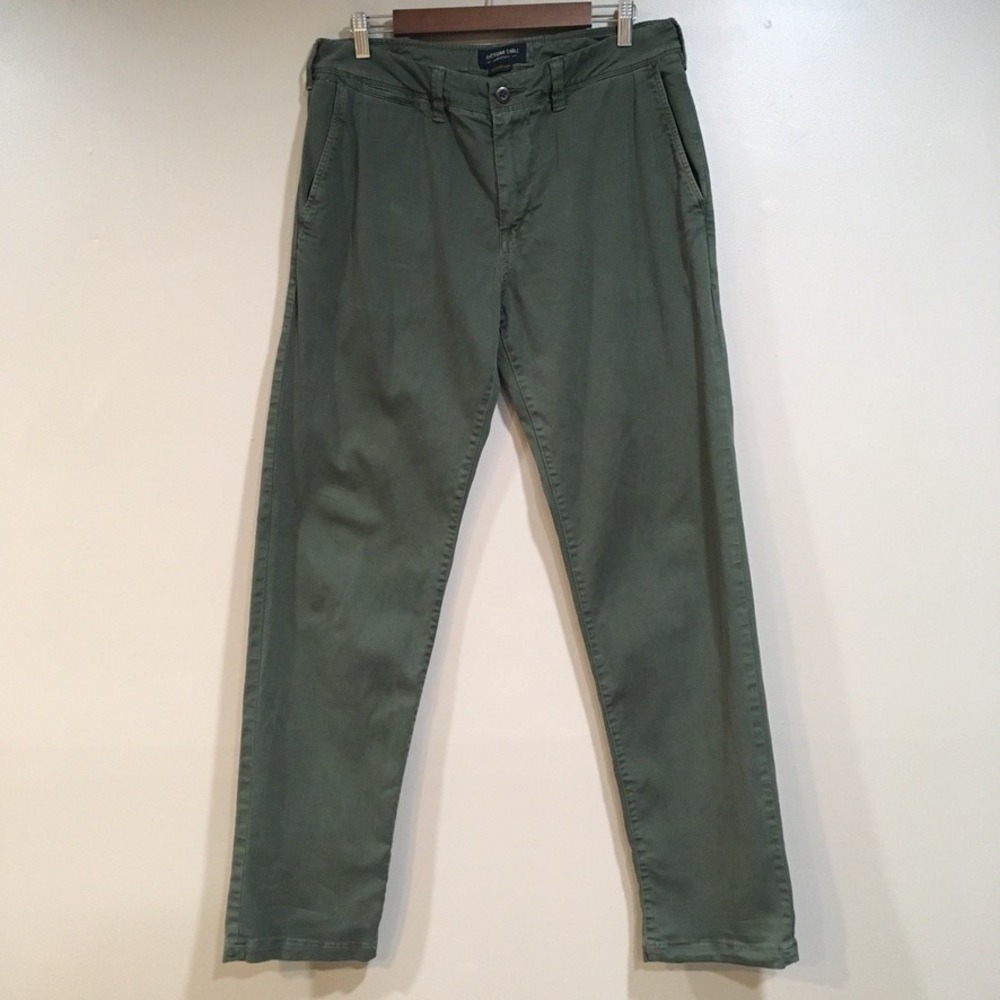 American Eagle Extreme Flex Slim Straight Pant Mens 32x34 Green Casual Work Prep